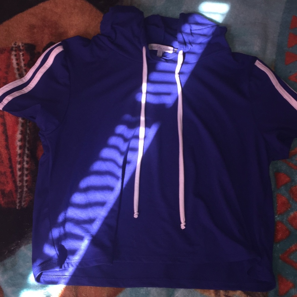 Blue hooded crop top